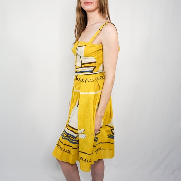 PRADA Yellow Barca Sailboat Button Front Dress - Picture 6 of 8